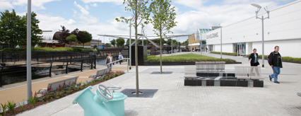 The newly transformed public realm on the North canal bank 